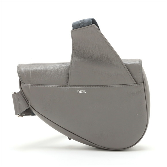 Christian Dior Saddle Bag Leather Body Bag Grey - Picture 2 of 6